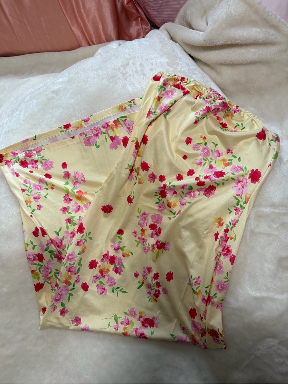 SHEIN Yellow Floral Strapless Dress
